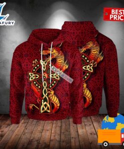 Red Dragon Irish St Patricks Day 3D Realistic Hoodie 2025