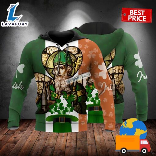 Saint Patrick And Shamrock Irish Flag Green 3D Graphic Hoodie 2025