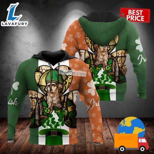 Saint Patrick And Shamrock Irish Flag Green 3D Graphic Hoodie 2025