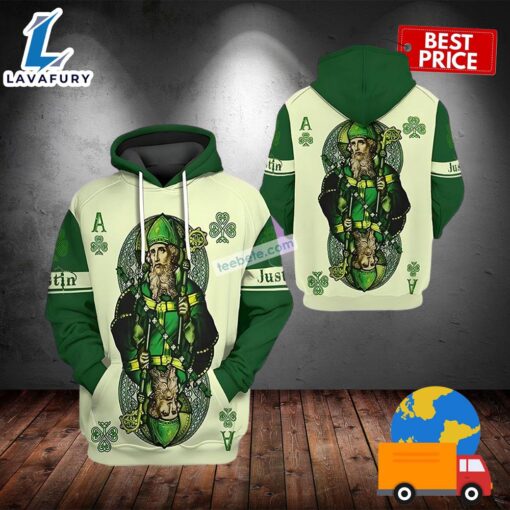 Saint Patrick St Patrick Day Pocker Card Green 3D Art Hoodie 2025