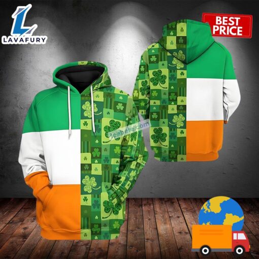 Shamrock St Patrick Day Irish Flag Green 3D Full Print Hoodie 2025