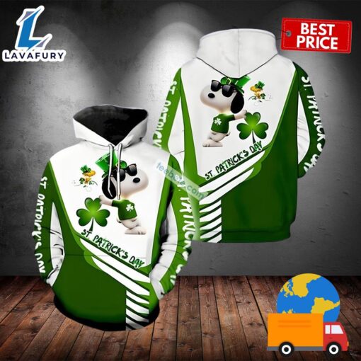 Snoopy And Woodstock St Patrick Day Green 3D Art Hoodie 2025