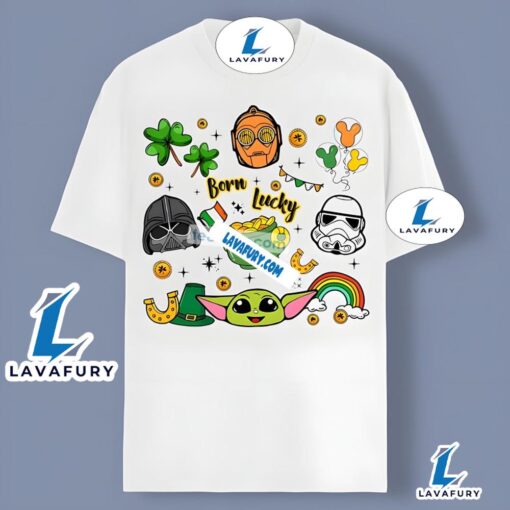 St Patrick Day Born Lucky With Star Wars Characters Shirt Idea 2025