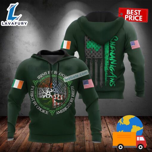 St Patrick Day Irish By Blood Green 3D Cool Hoodie 2025