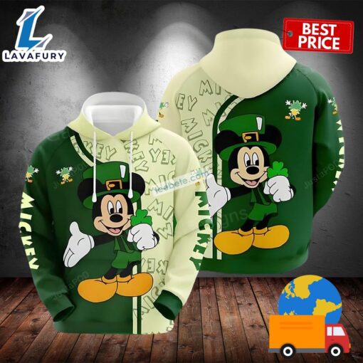 St Patrick Day Irish Mickey Mouse Green 3D Realistic Hoodie 2025