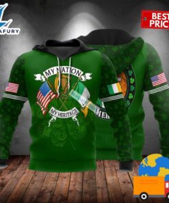 St Patrick Day My Nation My Heritace Green 3D Horror Hoodie 2025