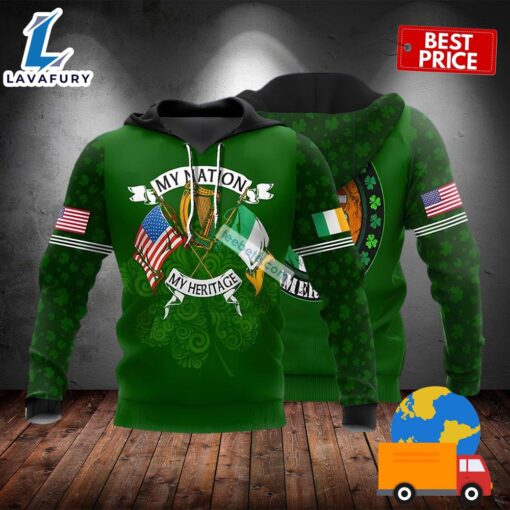 St Patrick Day My Nation My Heritace Green 3D Horror Hoodie 2025