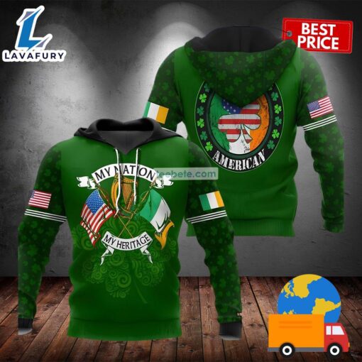 St Patrick Day My Nation My Heritace Green 3D Horror Hoodie 2025