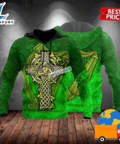 St Patricks Celtic Warrior And Harp Green 3D Hoodie For Women 2025