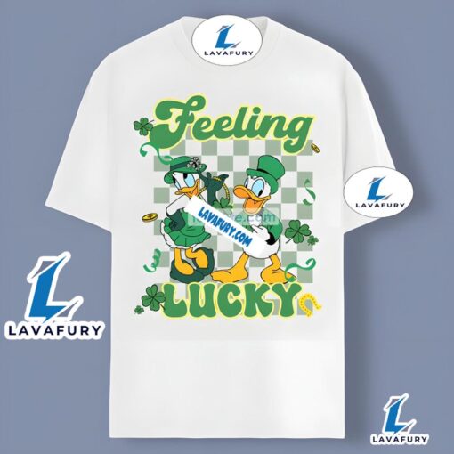 St Patricks Day Donald Daisy Feeling Lucky Retro Shirt 2025