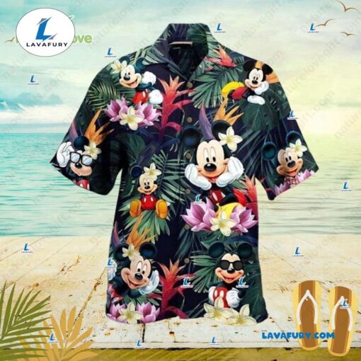 Tropical Floral Mickey Mouse Hawaiian Shirt Flower Aloha Beach Shirts